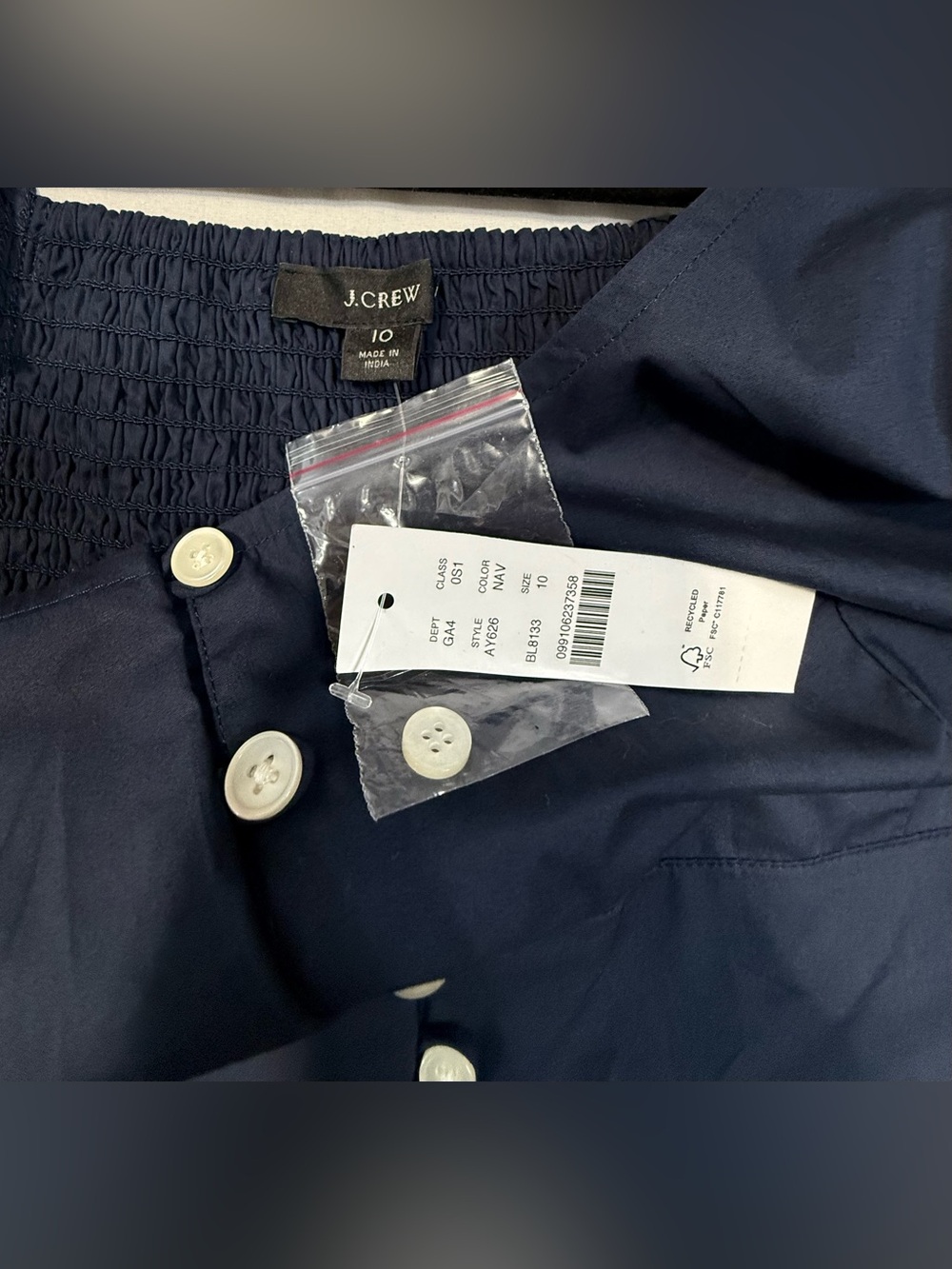 J. Crew Navy Button-Front Midi Dress NWOT - Picture 15 of 16